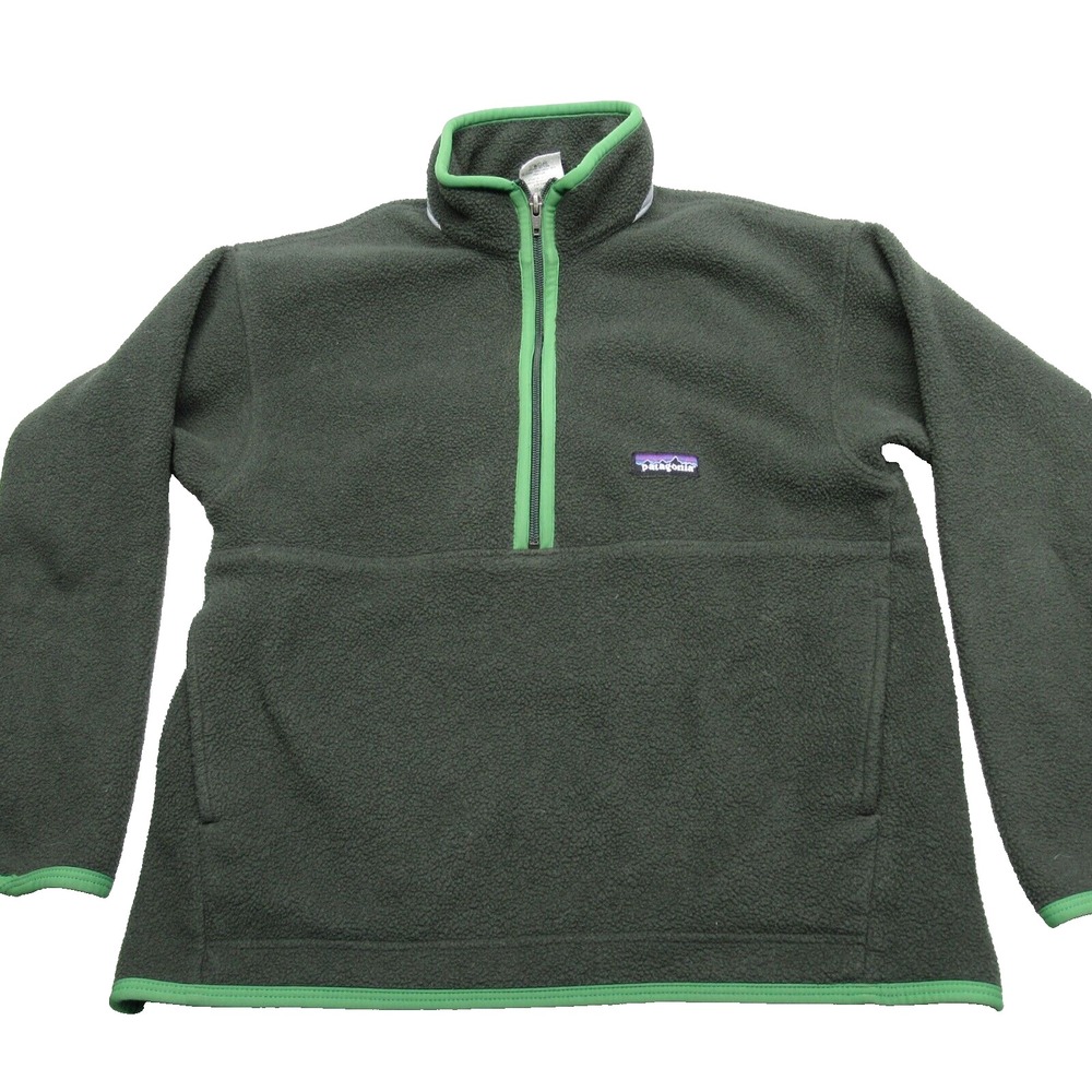 Patagonia Jacket Girls Large Green Synchilla Marsupial 1/2 Zip Pullover Fleece